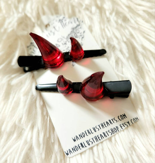 Demon horn hairclips