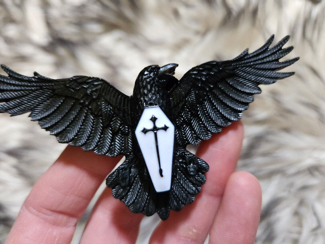 Goth raven hairlcip barrette