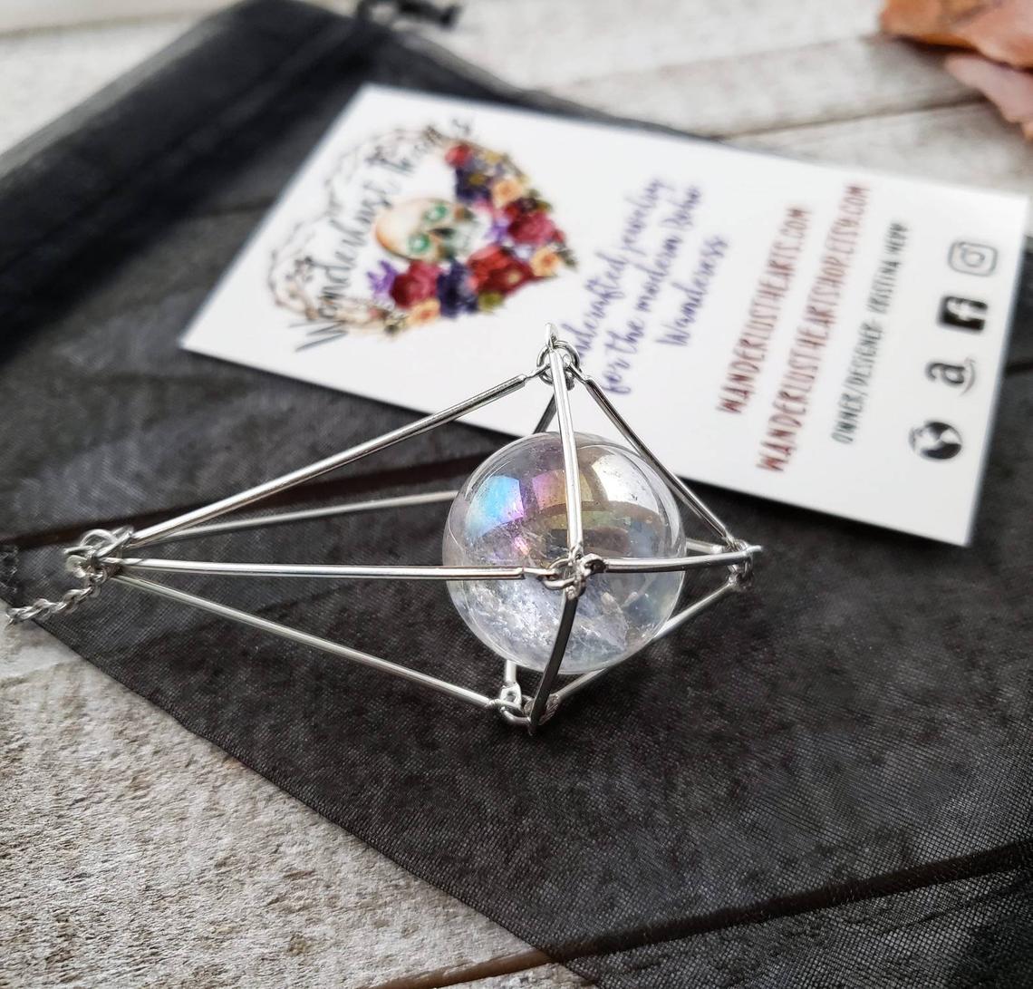 Crystal ball gold pendulum suncatcher