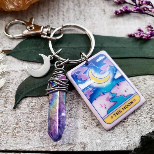 Moon tarot card keychain