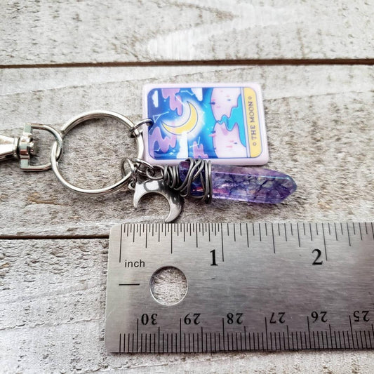 Moon tarot card keychain