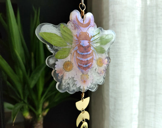 Floral Honey bee suncatcher