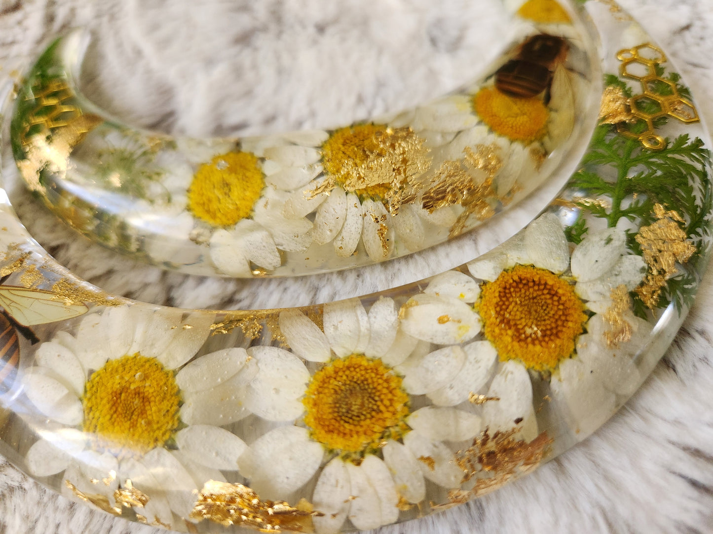Floral bee moon hair fork