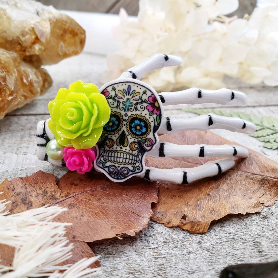 Skeleton hand hair clip