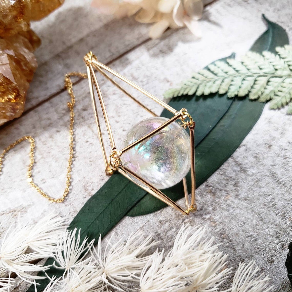 Quartz crystal prism sun catcher