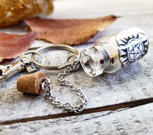 Supernatural anti possession salt bottle bag charm keychain