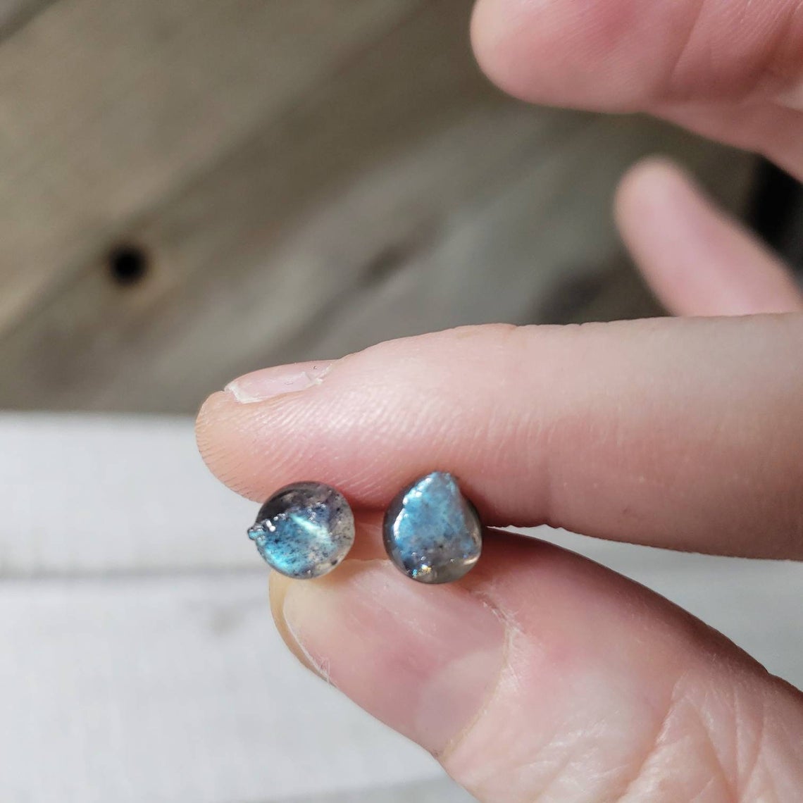 Raw Labradorite stud earrings