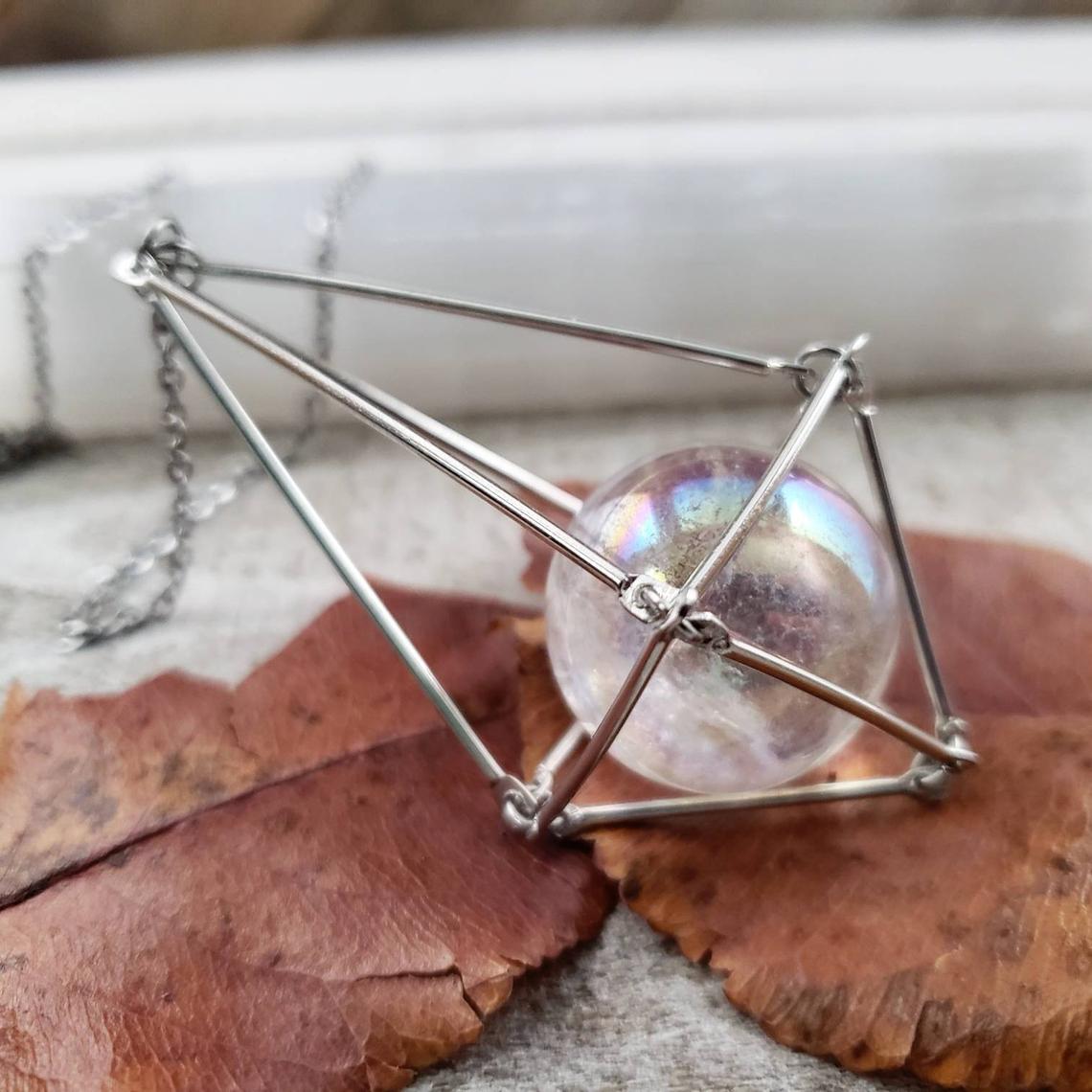 Crystal ball gold pendulum suncatcher