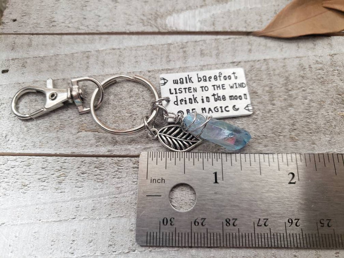 Boho Quote crystal keychain