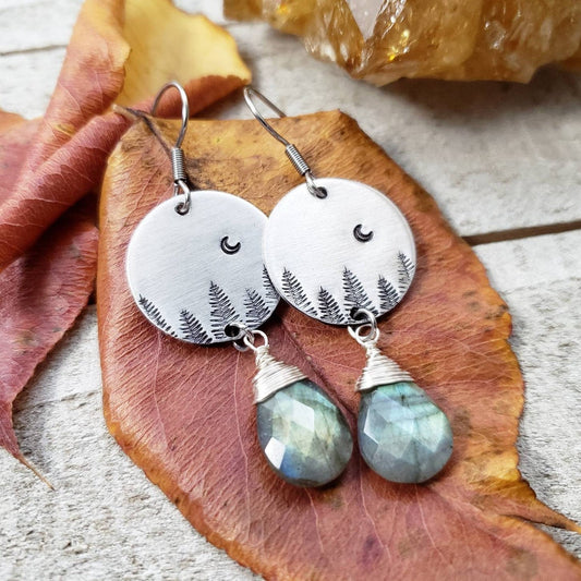 Nature forest Labradorite earrings