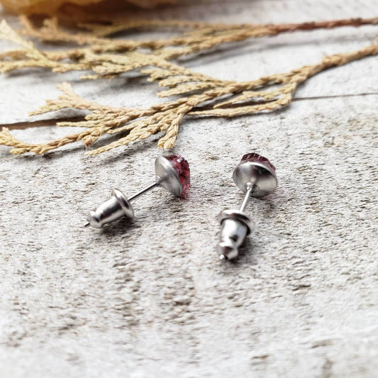 Raw Garnet stud earrings