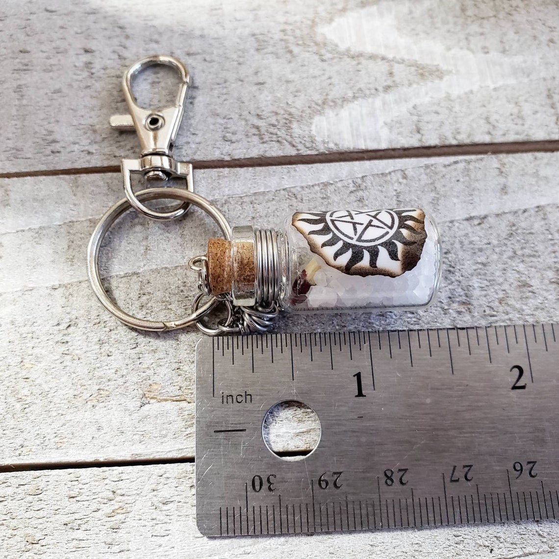 Supernatural anti possession salt bottle bag charm keychain
