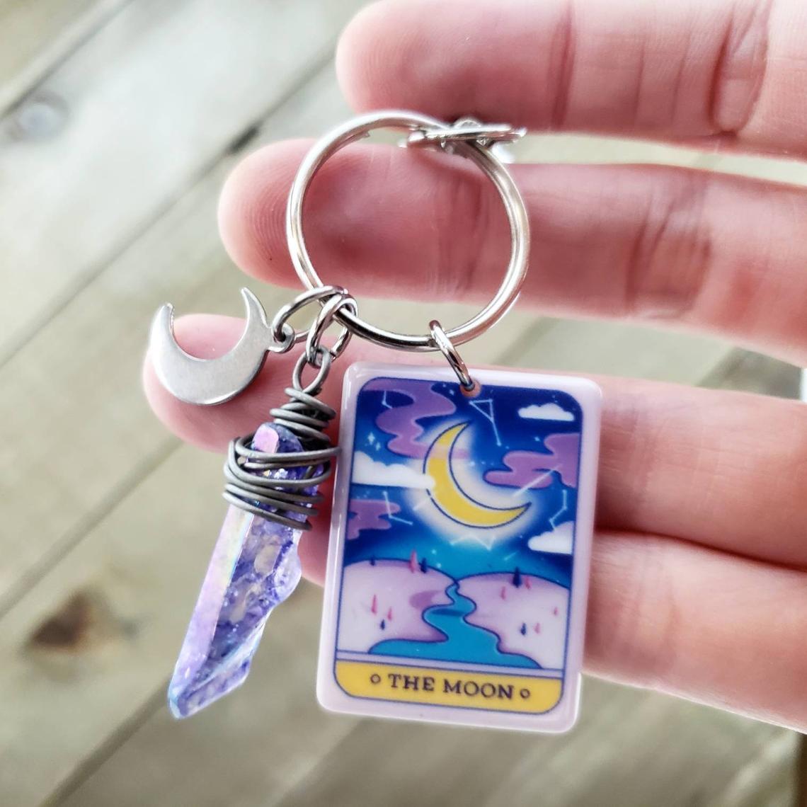 Moon tarot card keychain