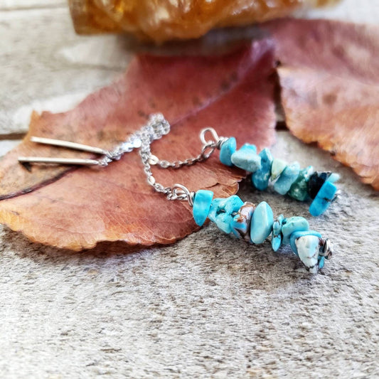 Turquoise stone threader earrings