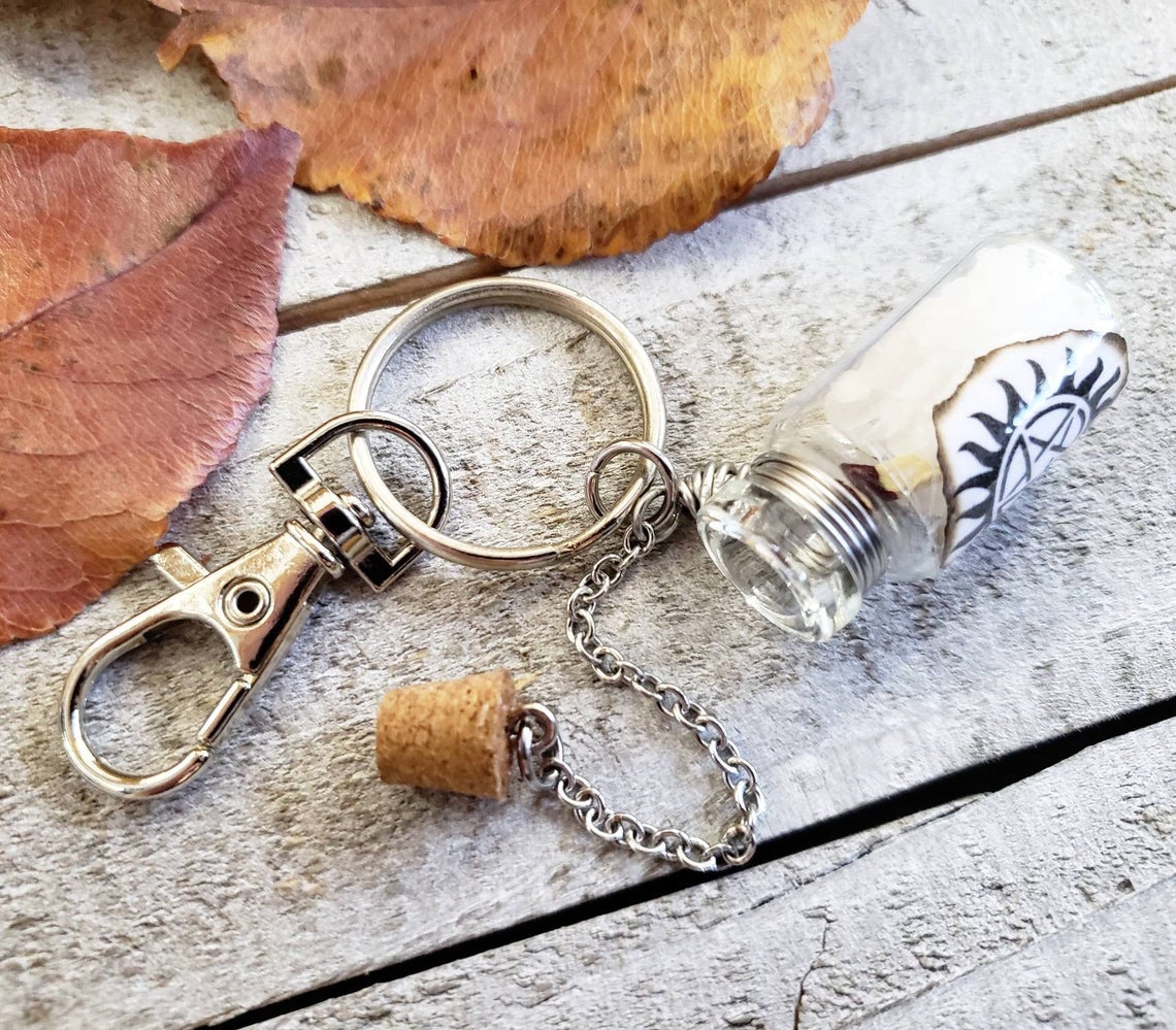 Supernatural anti possession salt bottle bag charm keychain