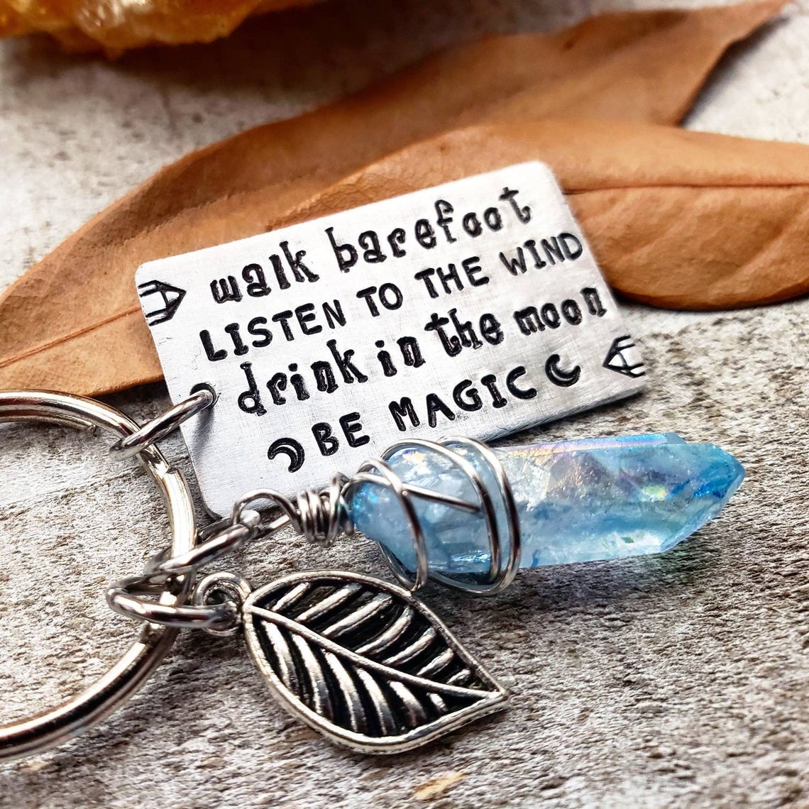 Boho Quote crystal keychain