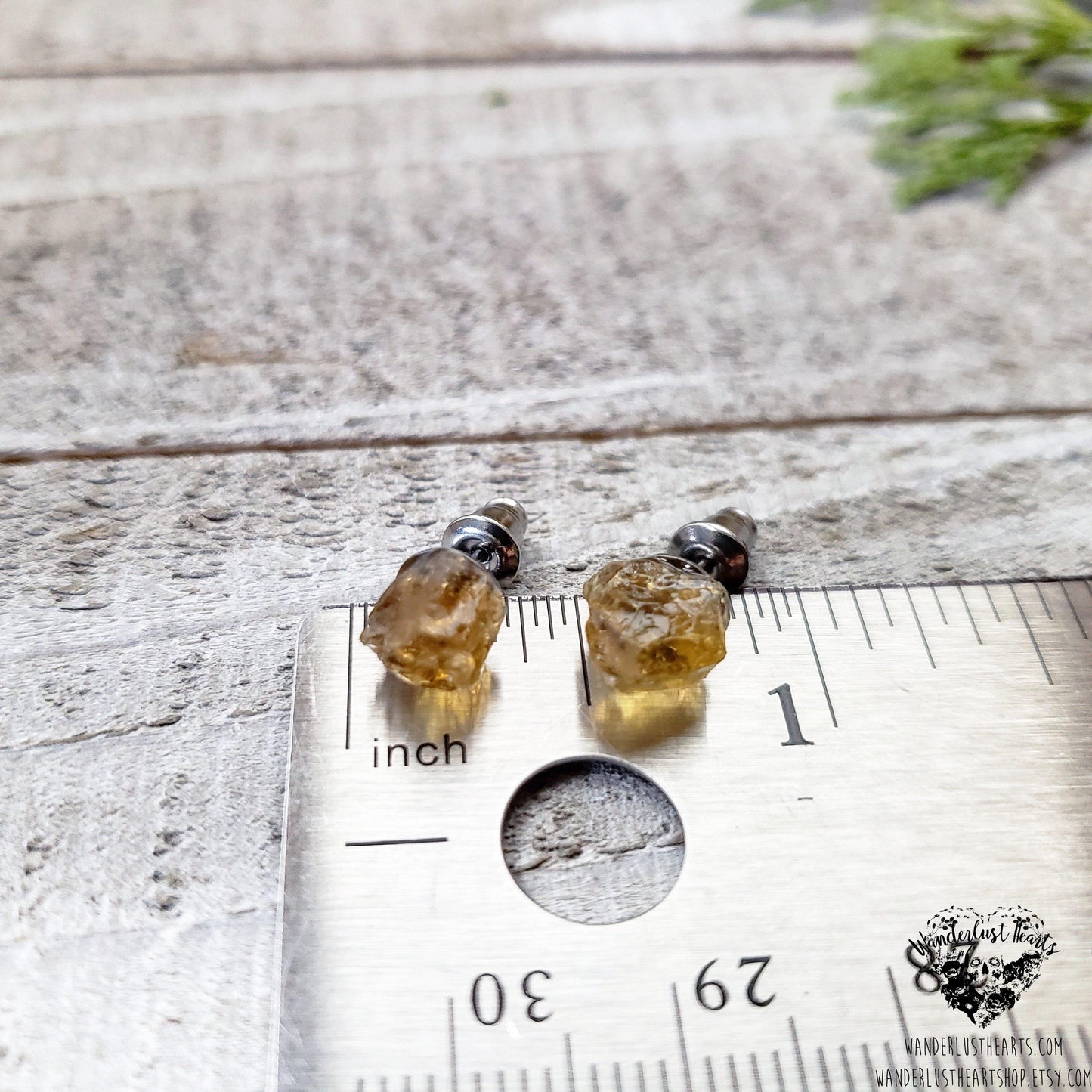 Raw Citrine stud earrings
