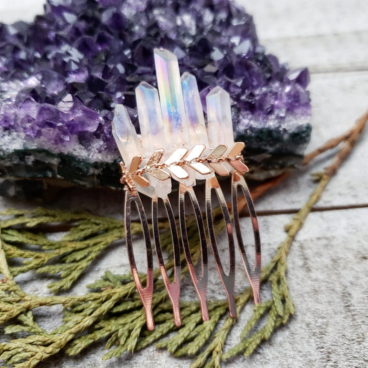 Aura quartz chevron hair comb