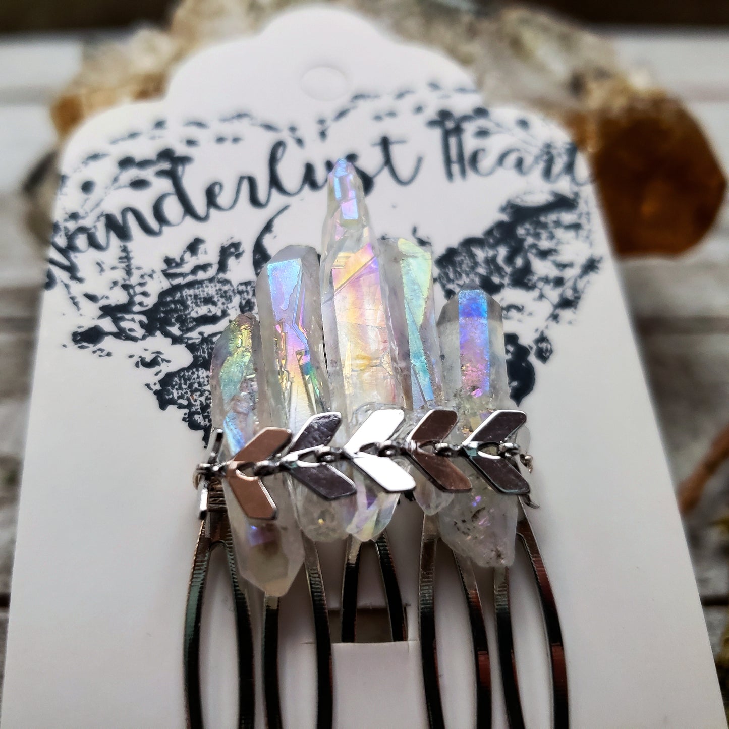 Aura quartz chevron hair comb