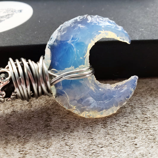 Opalite moon wand hair stick