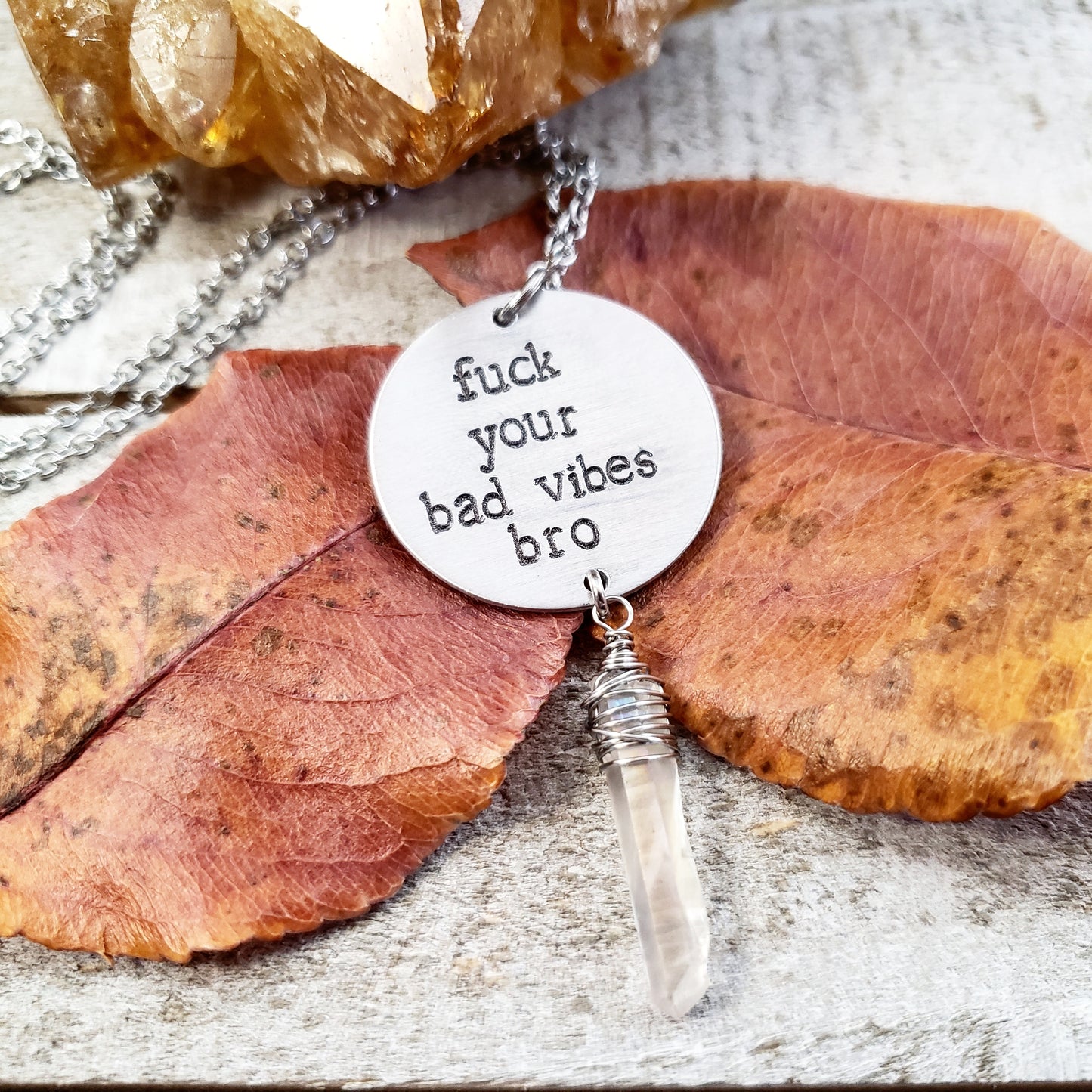 F*ck your bad vibes bro necklace
