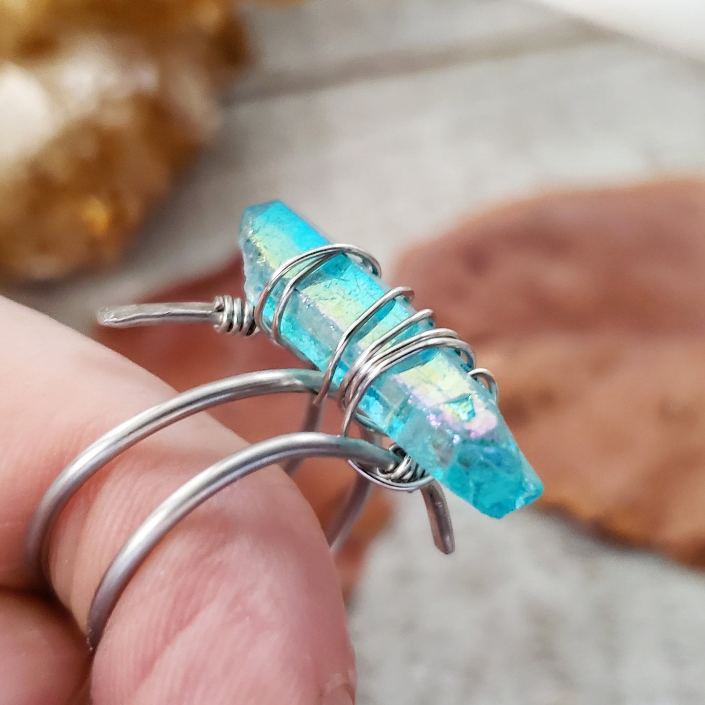 Aura Quartz twist ring
