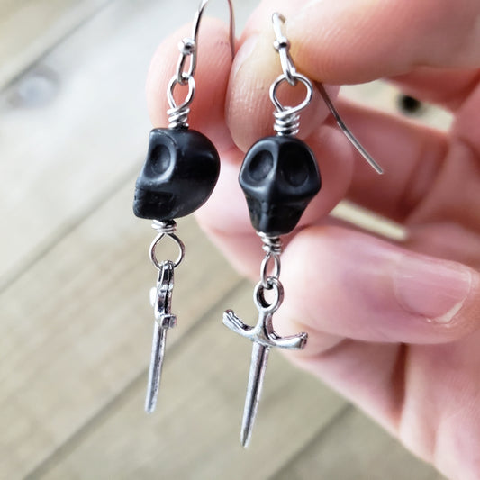 Skull & dagger earrings