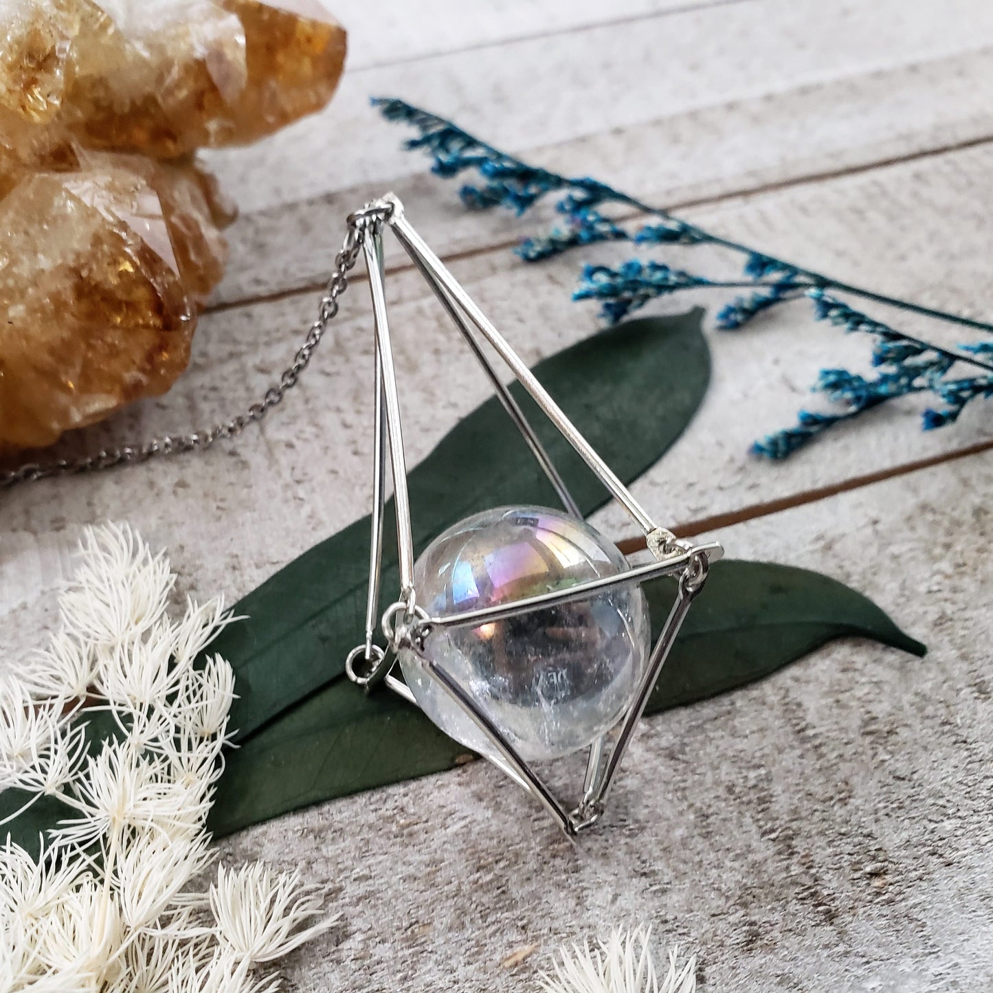 Crystal ball gold pendulum suncatcher