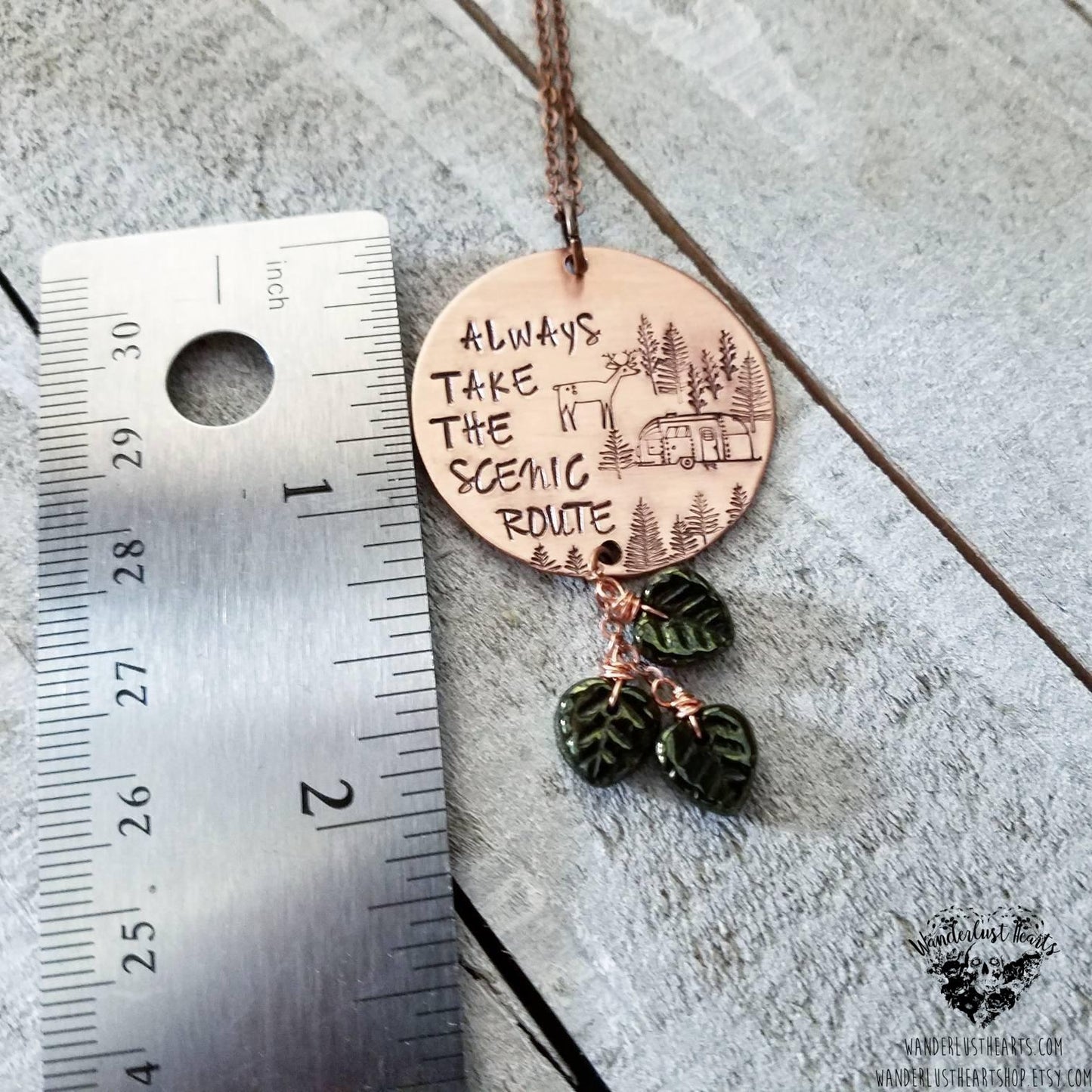 Always take the scenic route Stamped necklace-Wanderlust Hearts