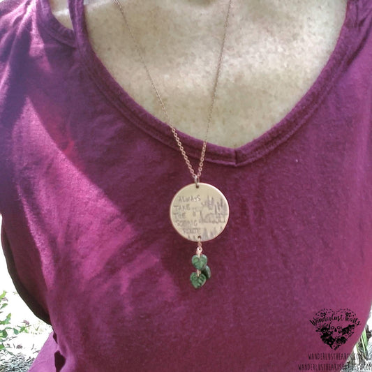 Always take the scenic route Stamped necklace-Wanderlust Hearts