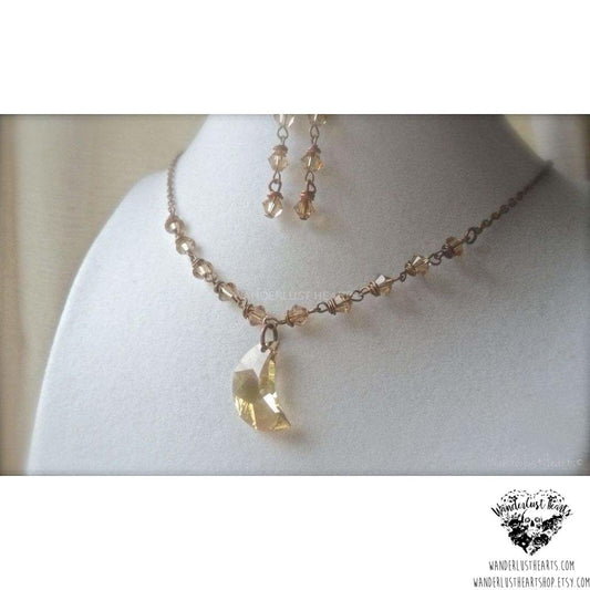 Amber moon Crystal jewelry set-Wanderlust Hearts