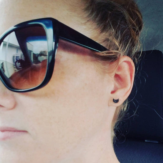 Amethyst moon stud earrings