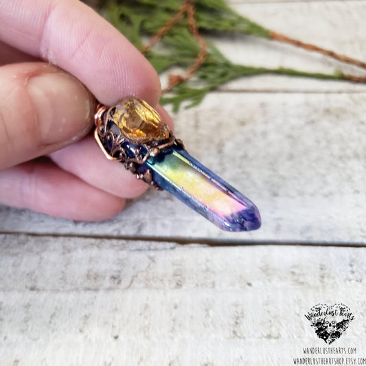 Aura quartz crystal necklace-Wanderlust Hearts