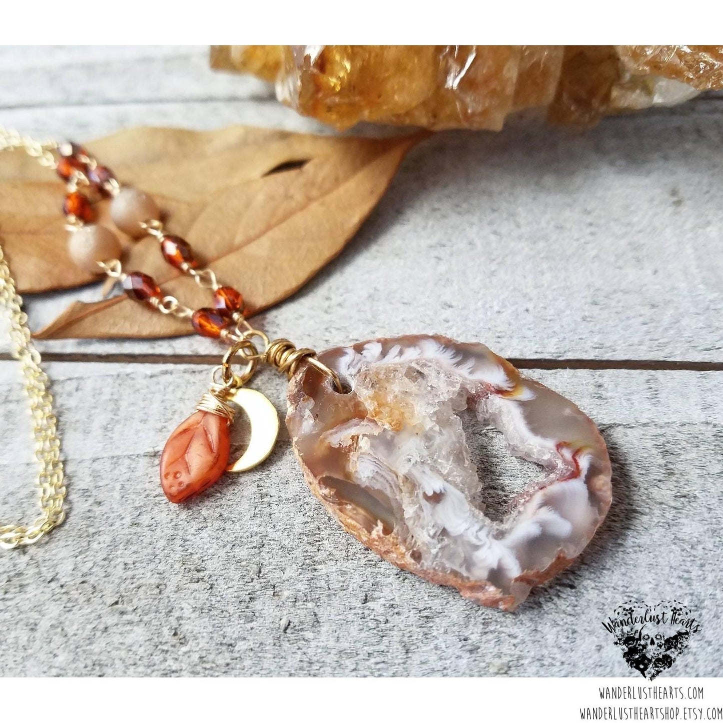 Autumn Harvest moon necklace-Wanderlust Hearts