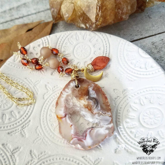 Autumn Harvest moon necklace-Wanderlust Hearts