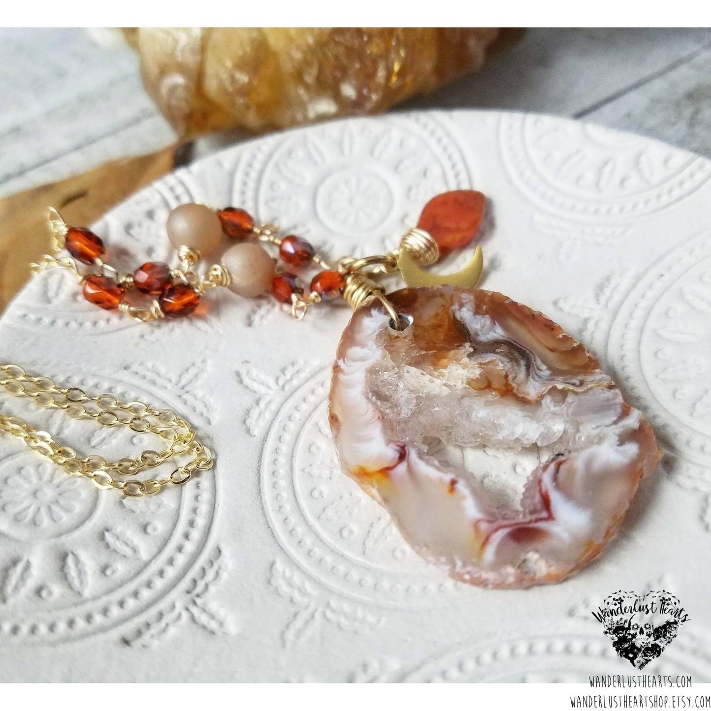 Autumn Harvest moon necklace-Wanderlust Hearts