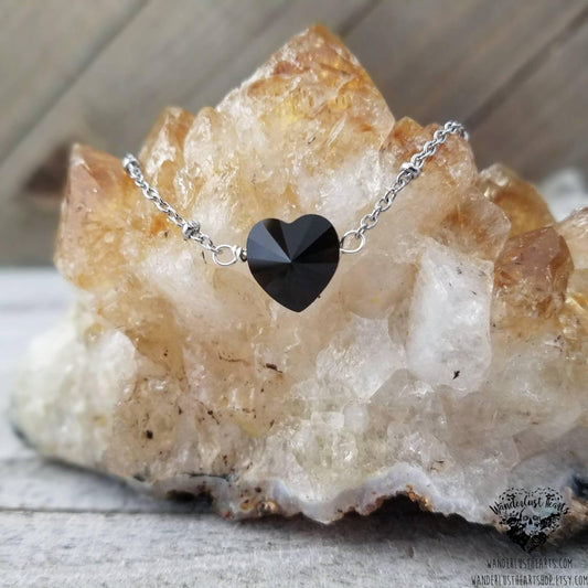 Black heart choker necklace-Wanderlust Hearts