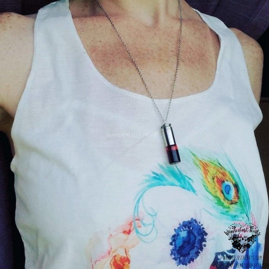 Blood bullet vial necklace-Wanderlust Hearts