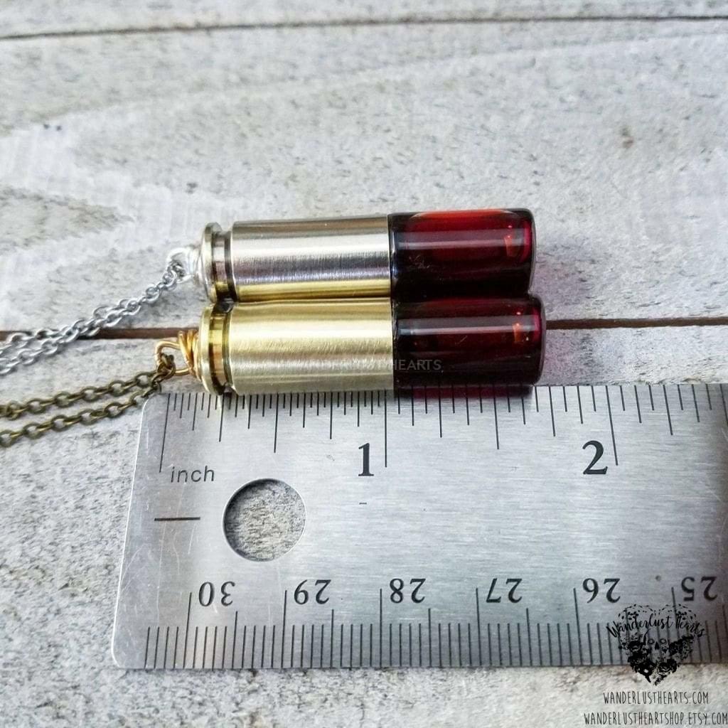 Blood bullet vial necklace-Wanderlust Hearts