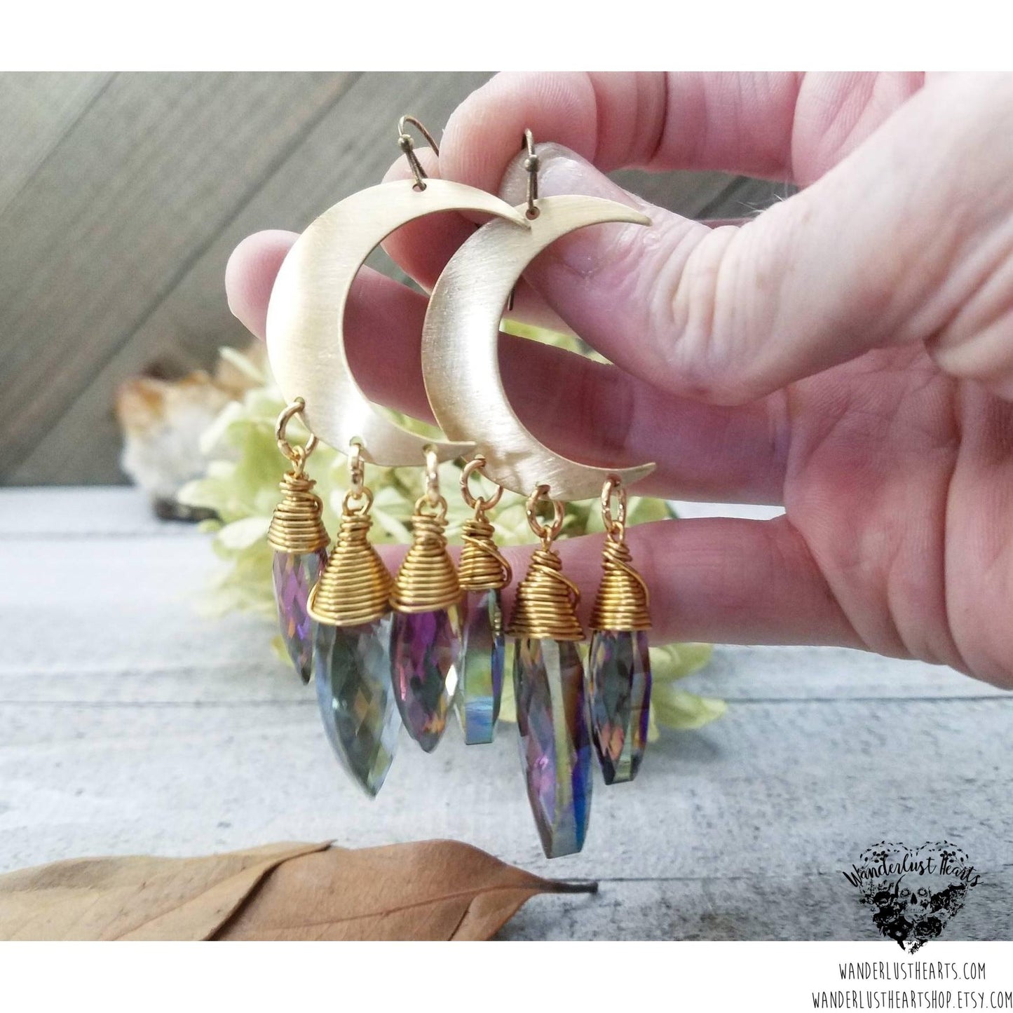 Boho Crystal moon earrings-Wanderlust Hearts
