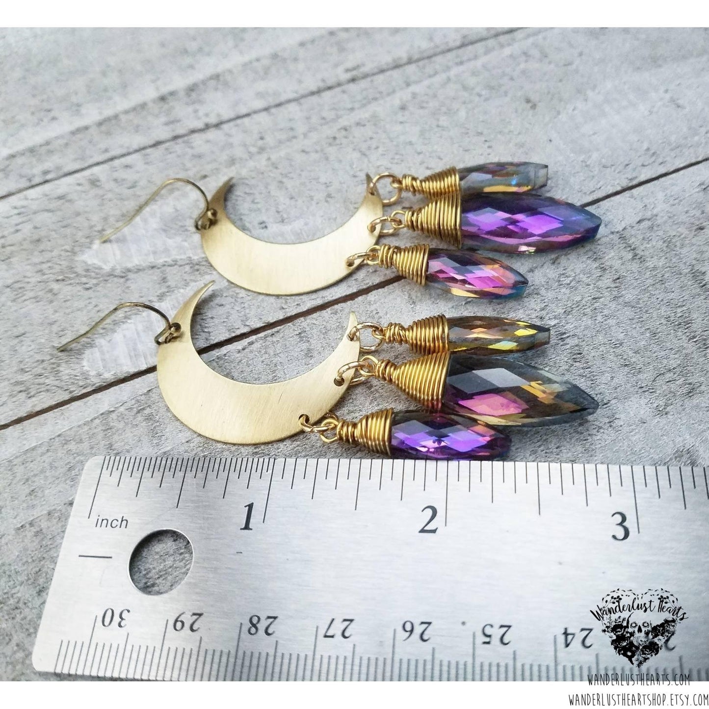 Boho Crystal moon earrings-Wanderlust Hearts