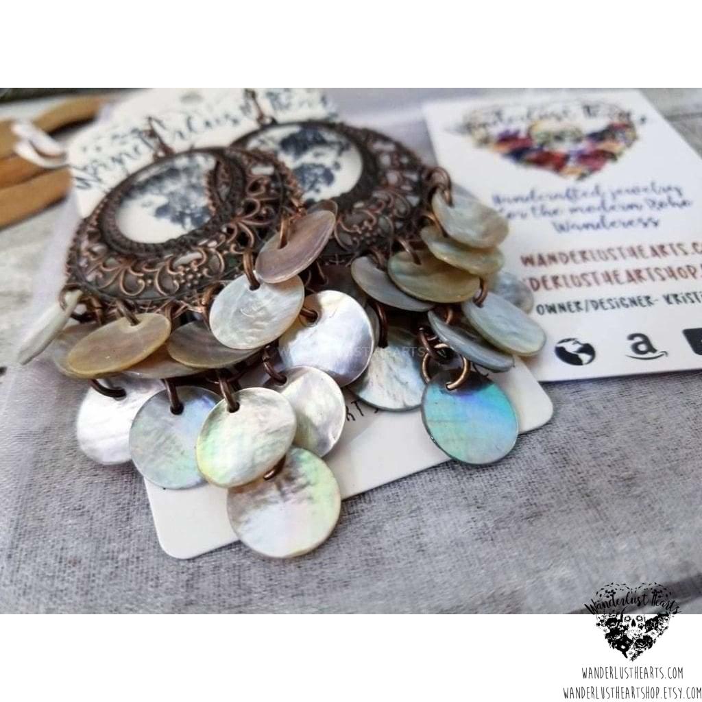 Boho goddess shell earrings-Wanderlust Hearts