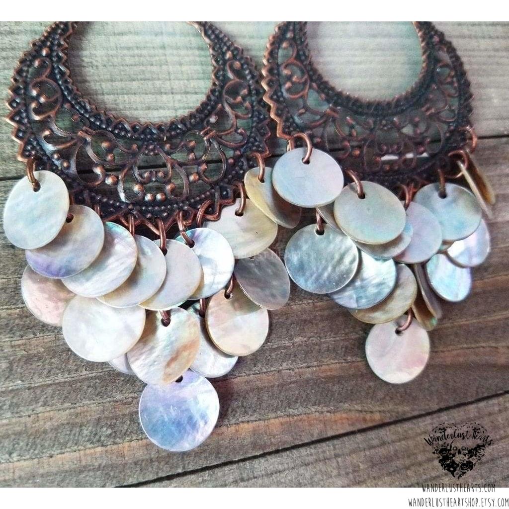 Boho goddess shell earrings-Wanderlust Hearts