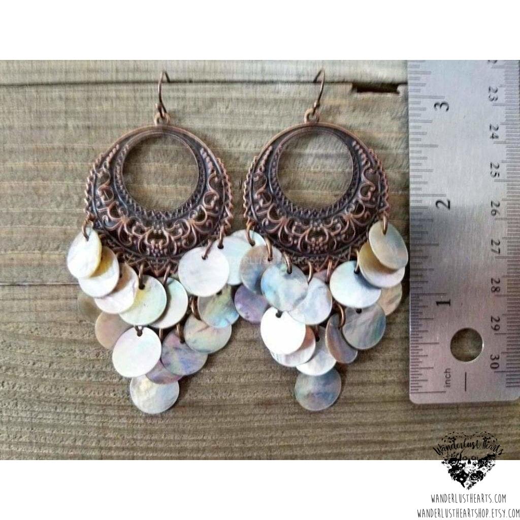 Boho goddess shell earrings-Wanderlust Hearts