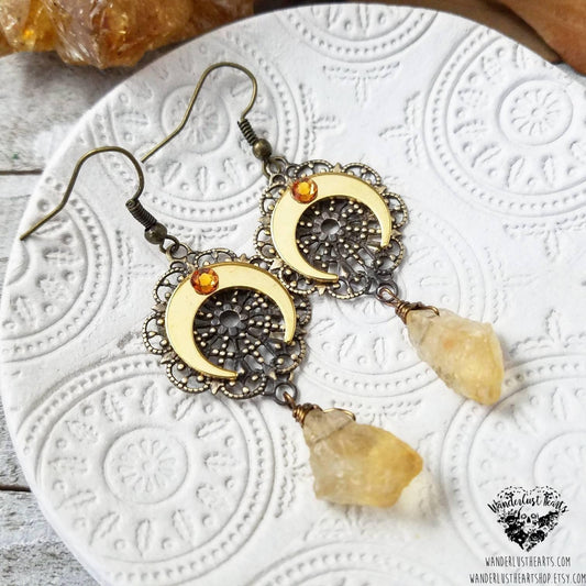 Boho Horn moon earrings-Wanderlust Hearts