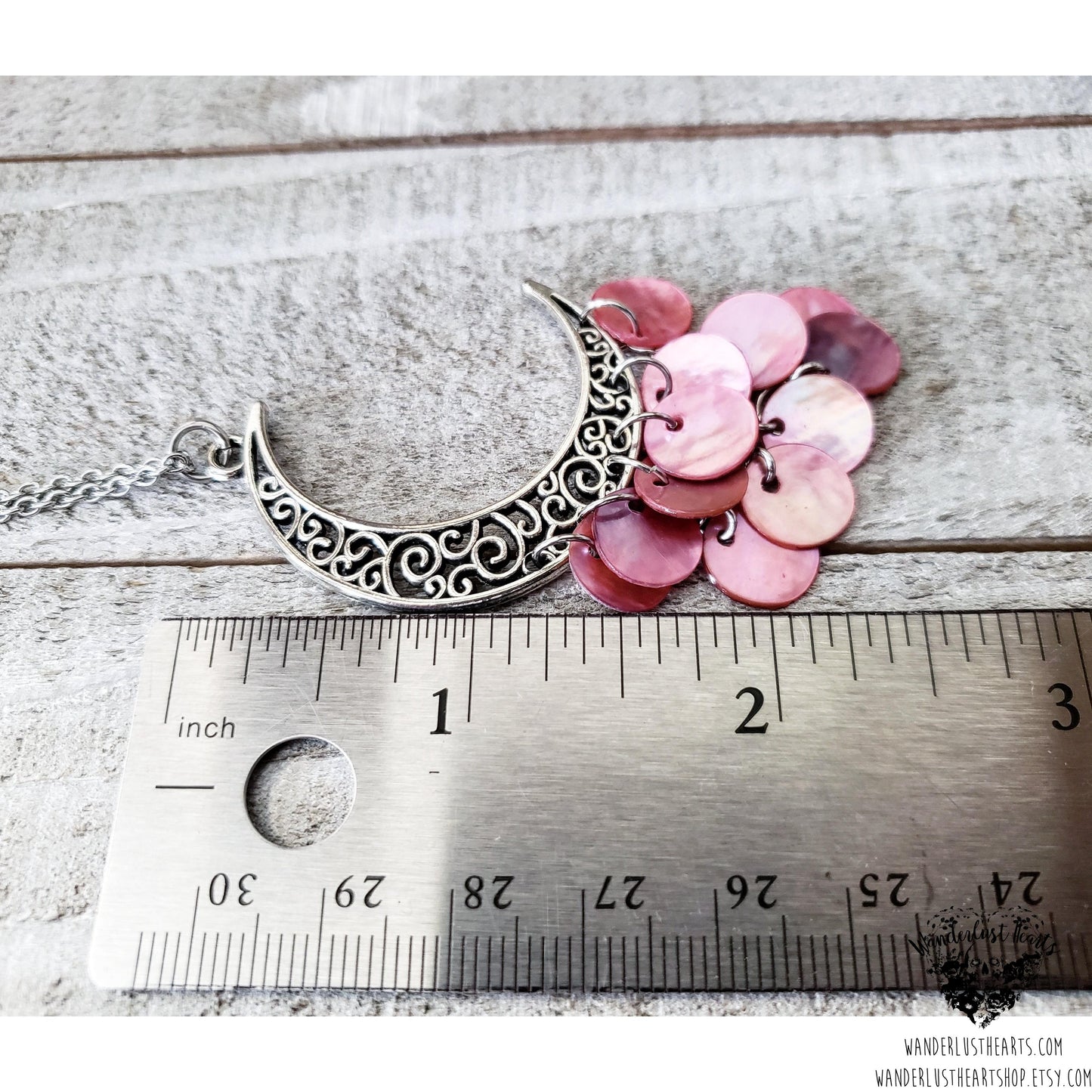 Boho moon cascade necklace | natural shells-Wanderlust Hearts