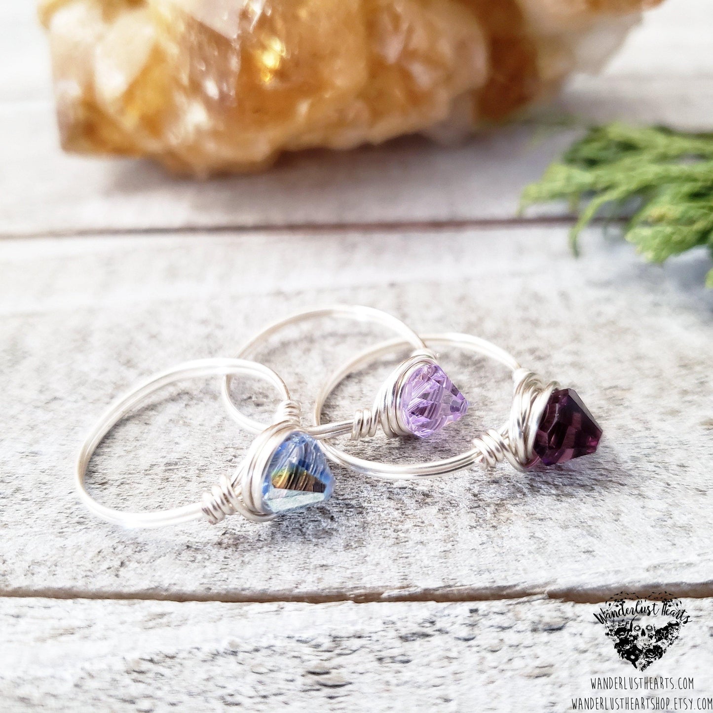 Boho stacking ring set | Shades of Lilac-Wanderlust Hearts