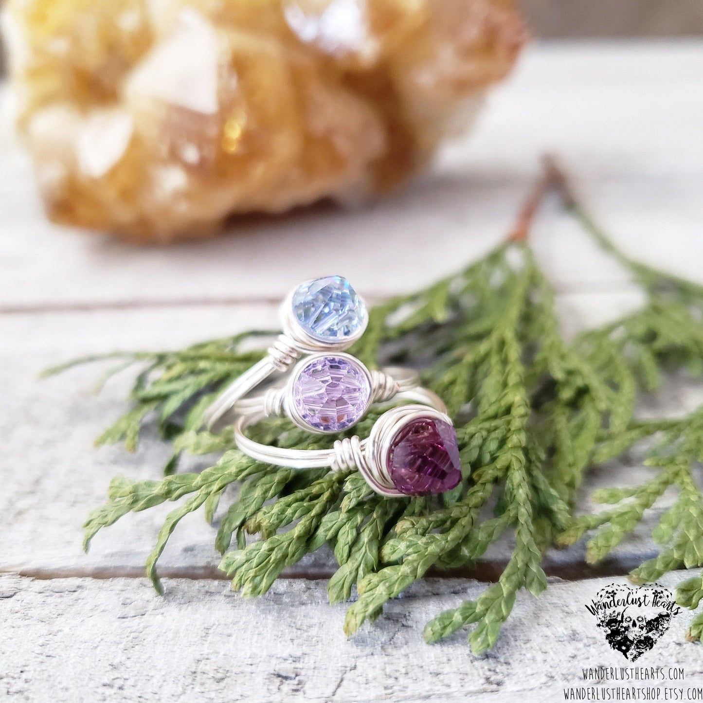 Boho stacking ring set | Shades of Lilac-Wanderlust Hearts