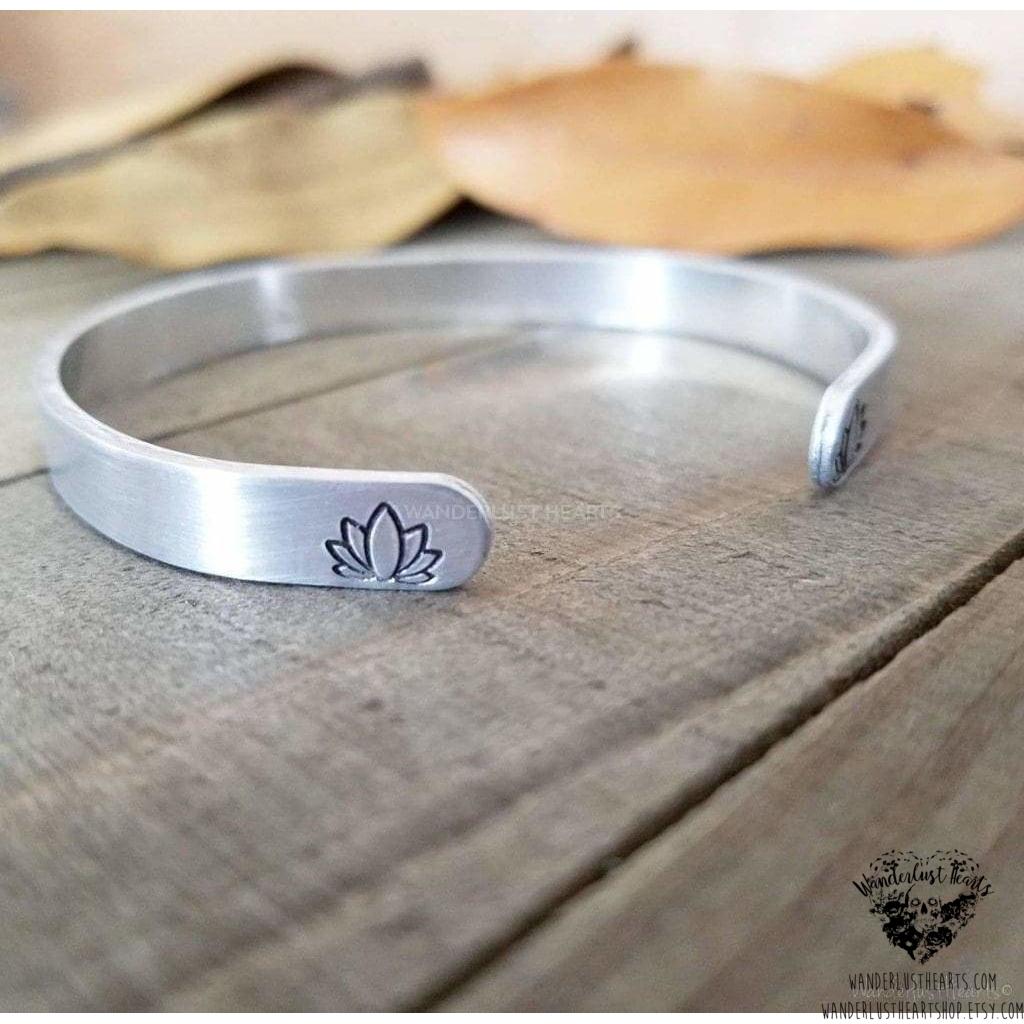 Boho stamped cuff bracelet | Pick your fave quote-Wanderlust Hearts