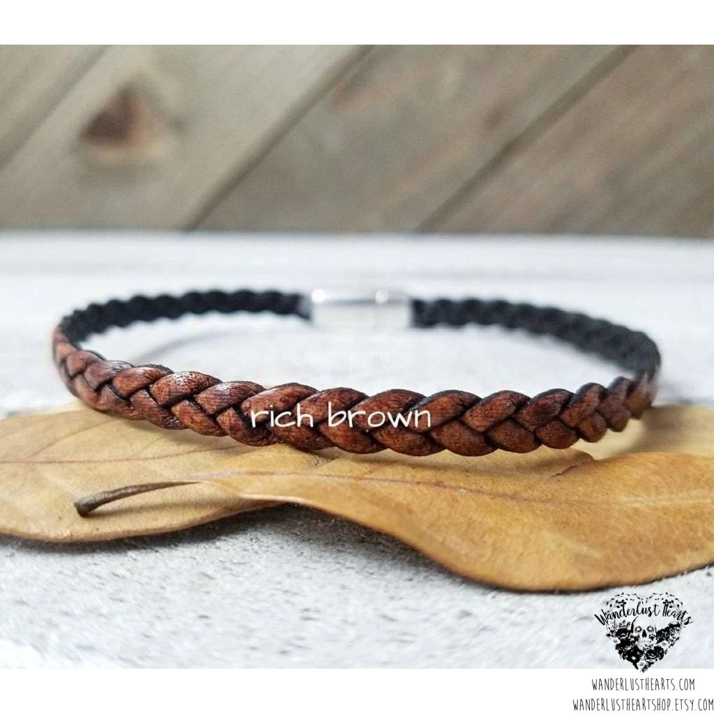 Braided leather bracelet-Wanderlust Hearts